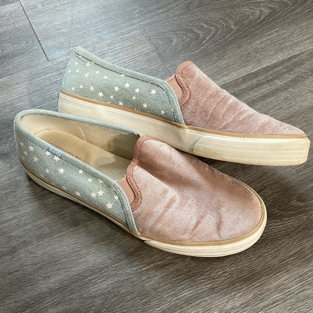 Keds Dream Foam Pink Velvet Blue denim slip on